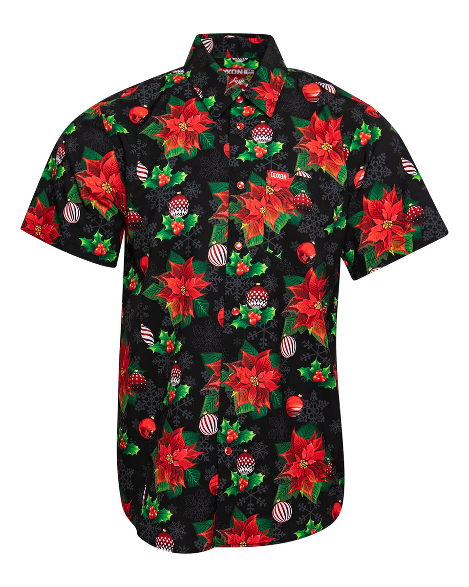 FESTIVE FLORAL PARTY SHIRT SHORT SLEEVE BUTTON UP - MENS – Dixxon