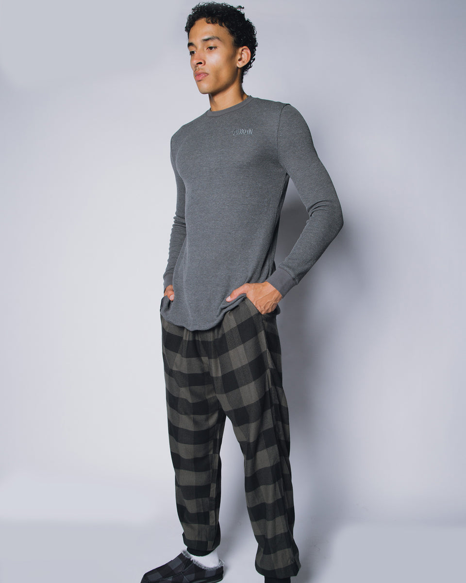 WAFFLE KNIT LONG SLEEVE T-SHIRT DARK GREY - MENS – Dixxon Canada