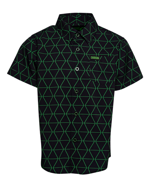 ENIGMA BLACK & GREEN PARTY SHIRT SHORT SLEEVE BUTTON UP - YOUTH