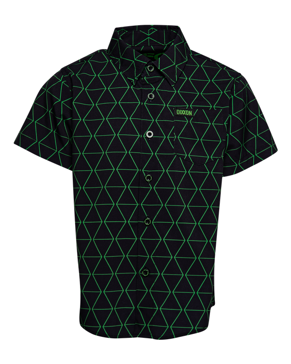 ENIGMA BLACK & GREEN PARTY SHIRT SHORT SLEEVE BUTTON UP - YOUTH