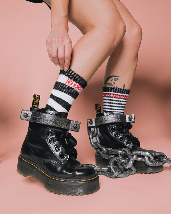 STRIPER PREMIUM CREW SOCKS BLACK/WHITE