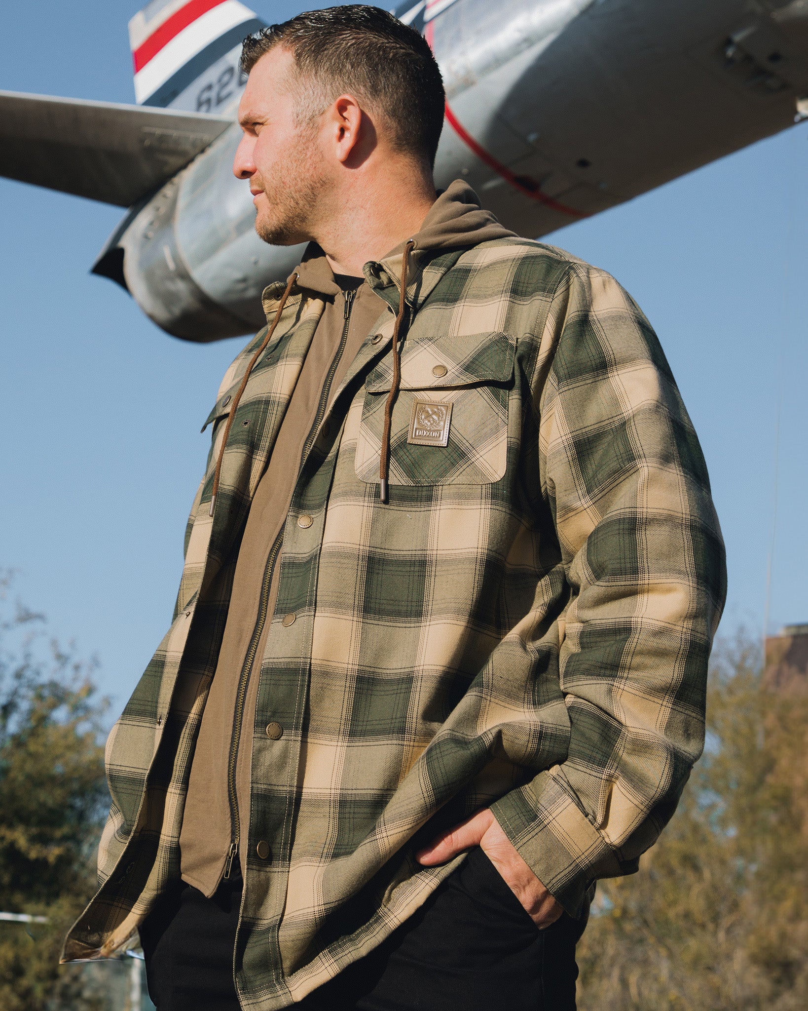 SQUADRON HOODED FLANNEL JACKET - MENS