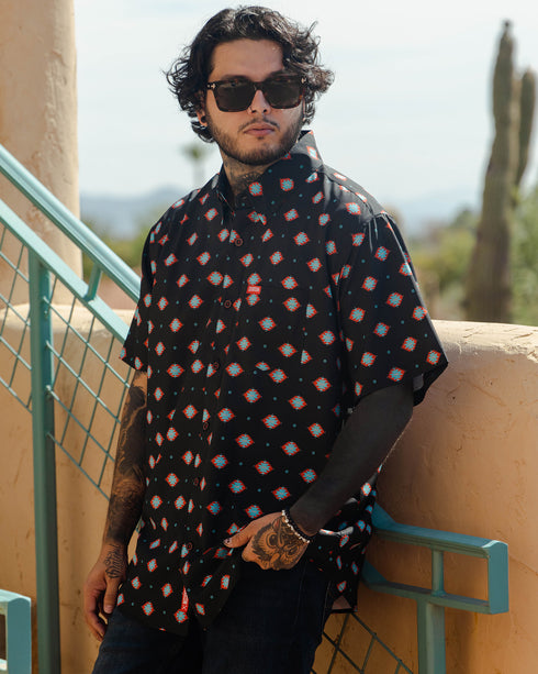 LA MESA PARTY SHIRT SHORT SLEEVE BUTTON UP  - MENS