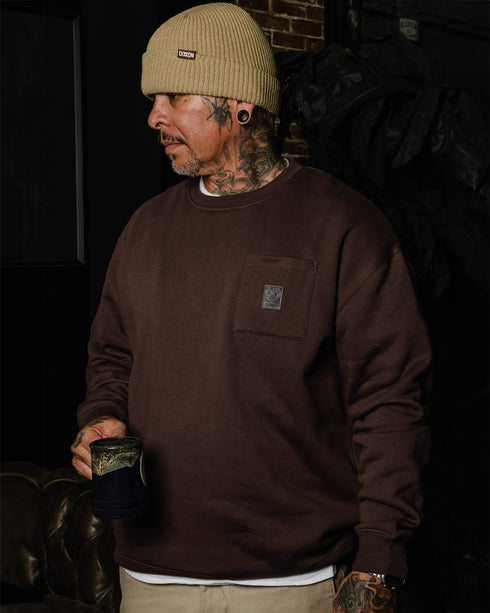 POCKET CREWNECK BROWN - MENS