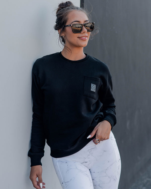 POCKET CREWNECK BLACK - WOMENS