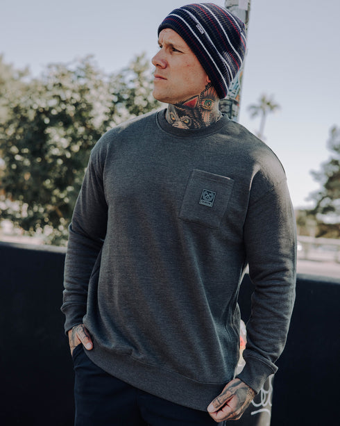 POCKET CREWNECK CHARCOAL - MENS