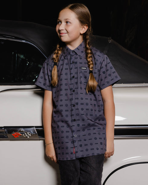 EXECUTIVE GREY SHORT SLEEVE BUTTON UP - YOUTH