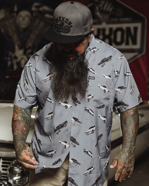 DIPPIN' GRAY SHORT SLEEVE BUTTON UP - MENS