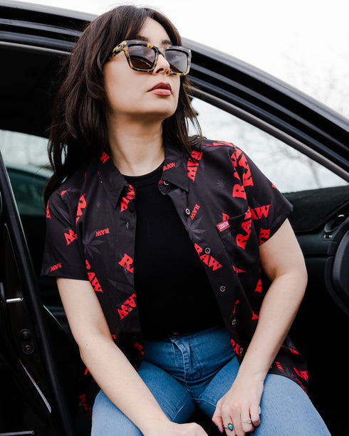 RAW SHORT SLEEVE BUTTON UP - WOMENS