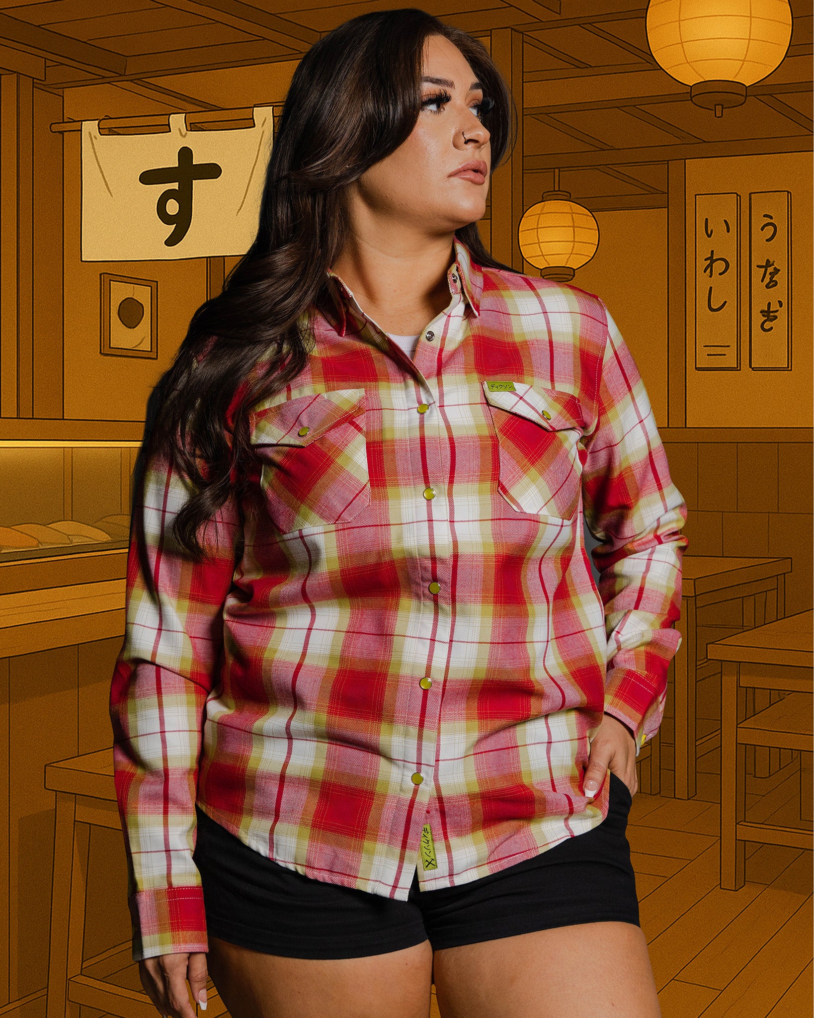 シャツ/ブラウス(長袖/七分) X-girl - X-girl FACE FLANNEL SHIRTS SANGTREE Girls' Women's Long Sleeve Flannel Plaid Shirt
