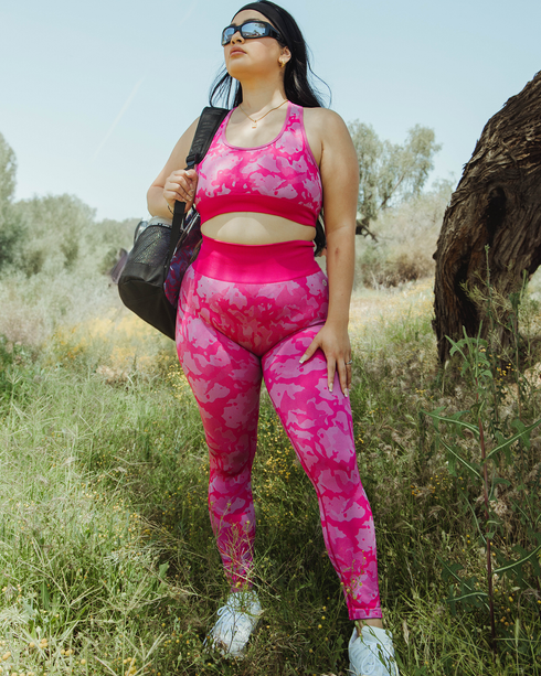 WOMENS SEAMLESS LEGGINGS - PINK CAMO