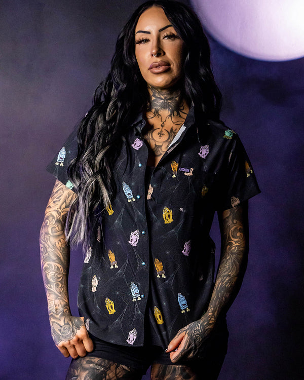 UNDEAD - PARTY SHIRT SHORT SLEEVE BUTTON UP - WOMENS