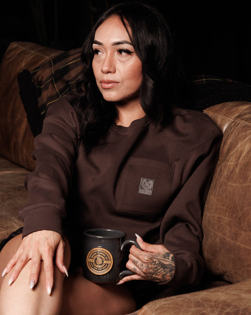 POCKET CREWNECK BROWN - WOMENS