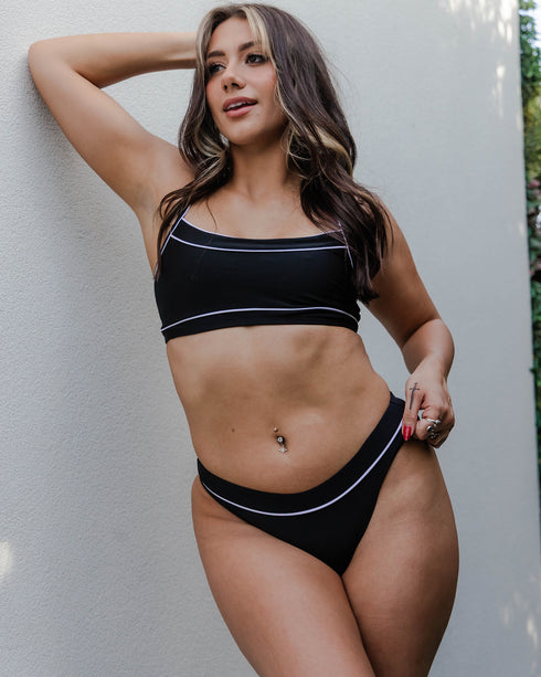 COASTLINE BIKINI BOTTOM - BLACK/WHITE