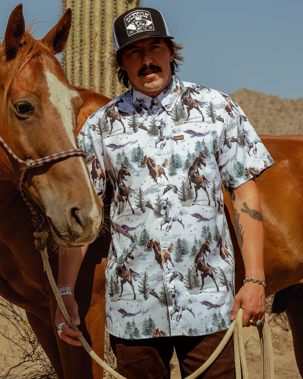 BRONCO PARTY SHIRT SHORT SLEEVE BUTTON UP - MENS