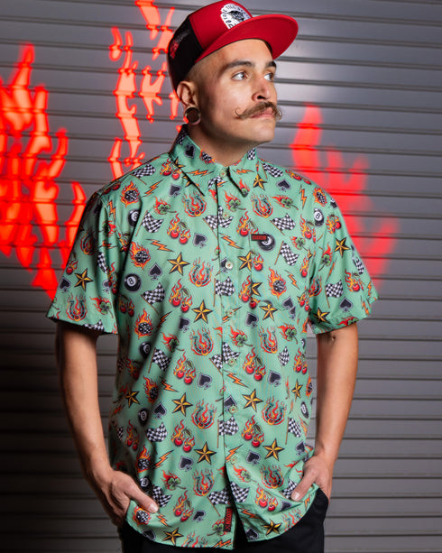 1996 PARTY SHIRT SHORT SLEEVE BUTTON UP  - MENS