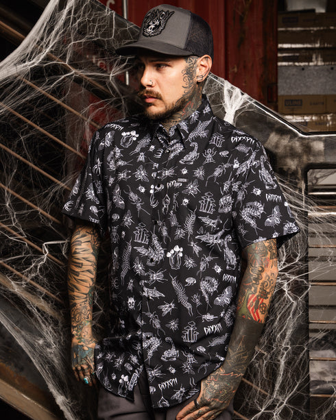 THE CRAWLER PARTY SHIRT SHORT SLEEVE BUTTON UP  - MENS