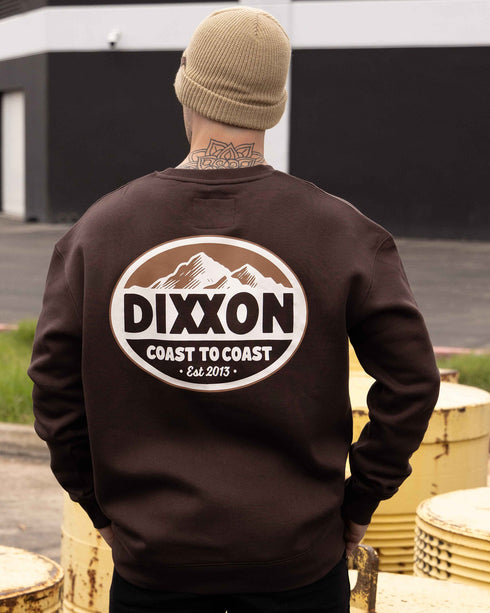 TAN AND WHITE PEAKS CREWNECK SWEATSHIRT BROWN - MENS
