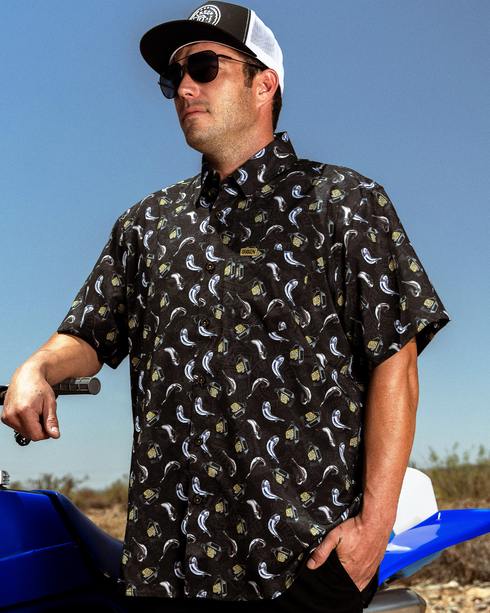 2 STROKES FOREVER PARTY SHIRT SHORT SLEEVE BUTTON UP  - MENS