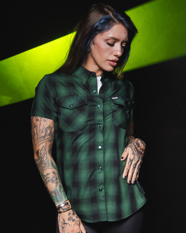 ABSINTHE HERITAGE BAMBOO SHORT SLEEVE BUTTON UP - WOMENS