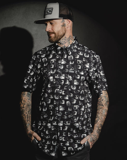 ALL EYES PARTY SHIRT SHORT SLEEVE BUTTON UP - MENS