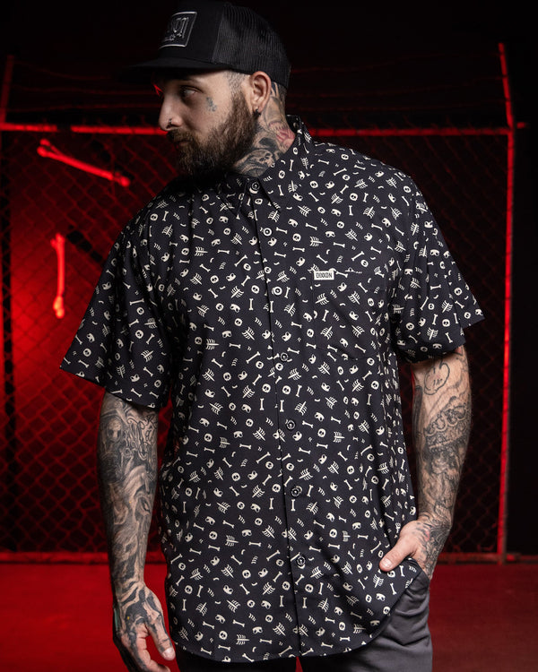 BONE ZONE PARTY SHIRT SHORT SLEEVE BUTTON UP - MENS
