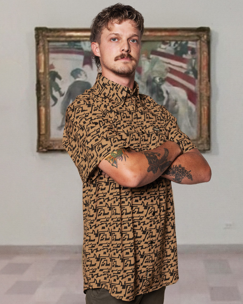 BUELLER PARTY SHIRT SHORT SLEEVE BUTTON UP  - MENS