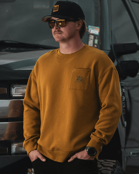 POCKET CREWNECK CAMEL- MENS