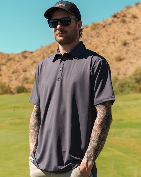 SOLID PARTY POLO CHARCOAL - MENS