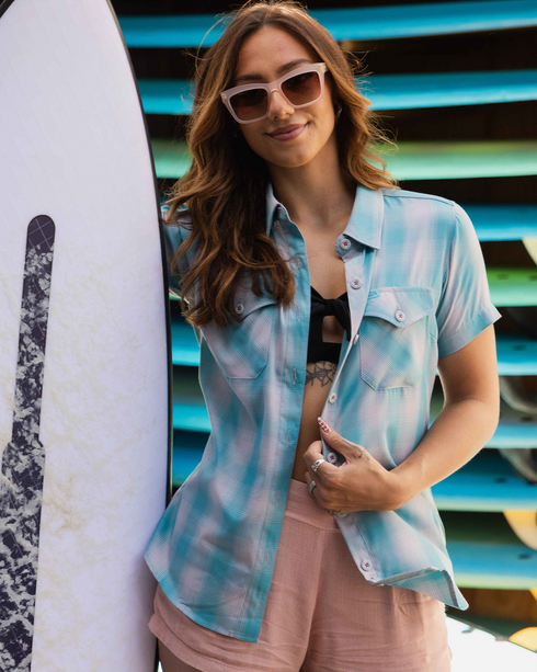 THE CURL BAMBOO SHORT SLEEVE BUTTON UP - WOMENS