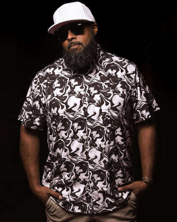 DISTORTION PARTY SHIRT SHORT SLEEVE BUTTON UP - MENS