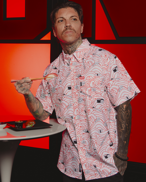 FUK MI PARTY SHIRT SHORT SLEEVE BUTTON UP  - MENS