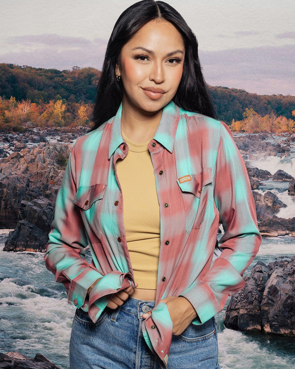 GREAT FALLS BAMBOO LONG SLEEVE BUTTON UP  - WOMENS