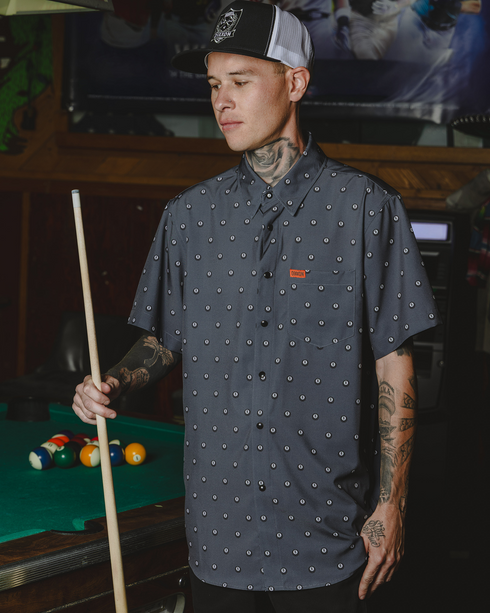 HUSTLER PARTY SHIRT SHORT SLEEVE BUTTON UP  - MENS