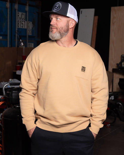 POCKET CREWNECK KHAKI - MENS
