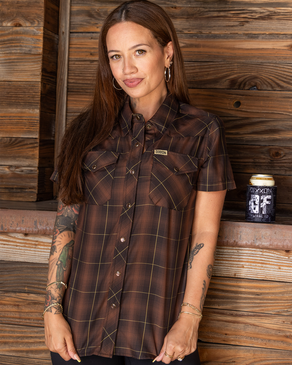 LARIAT BAMBOO SHORT SLEEVE BUTTON UP - WOMENS