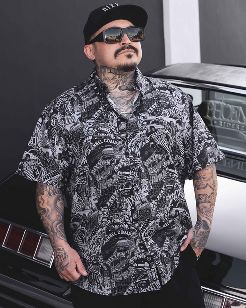 LOW LOW LOADED PARTY SHIRT SHORT SLEEVE BUTTON UP - MENS