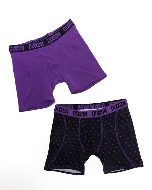 LOWRIDER COTTON STRETCH 2PK BOXER BRIEFS - PURPLE & BLACK