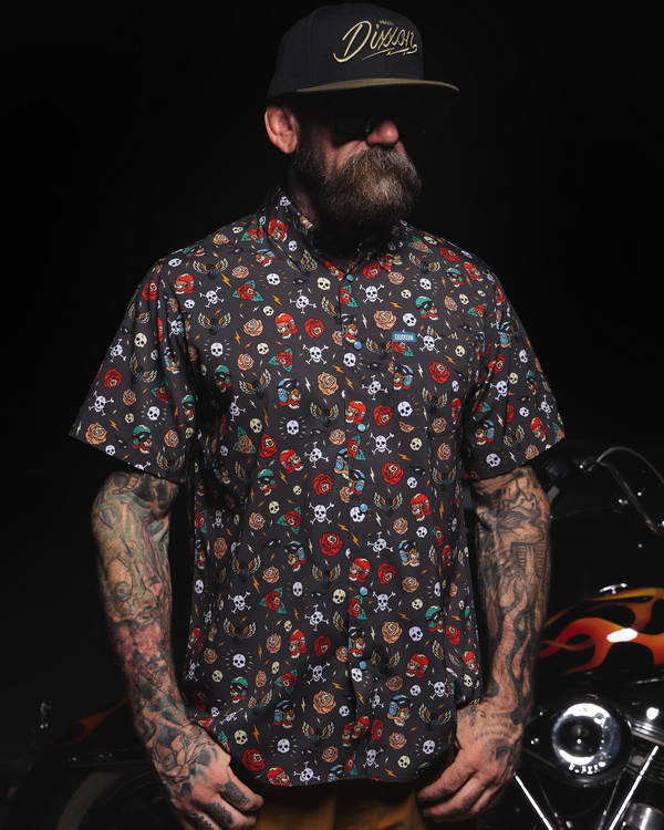 MOBBIN' PARTY SHIRT SHORT SLEVE BUTTON UP - MENS