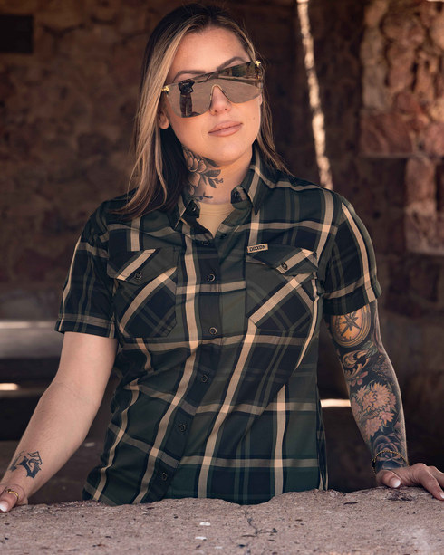 OUTPOST BAMBOO SHORT SLEEVE BUTTON UP - WOMENS