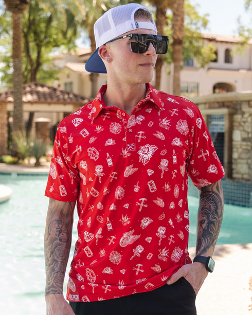 PARTY BOY PARTY POLO RED - MENS