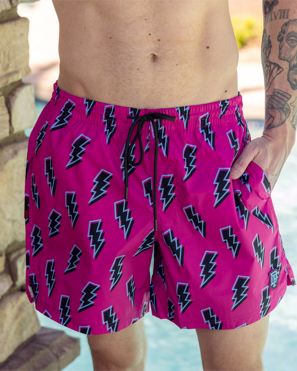 VOLTAGE 7" BOARDSHORT - PINK/BLACK