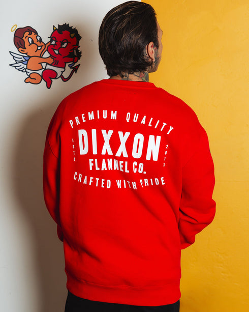 WHITE OVER UNDER CREWNECK SWEATSHIRT RED - MENS