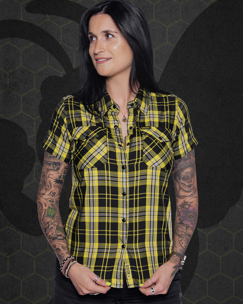 STINGER BAMBOO SHORT SLEEVE BUTTON UP - WOMENS