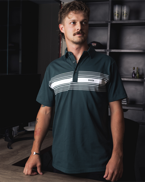 WHITE STRIPE PREMIUM POLO GREEN - MENS