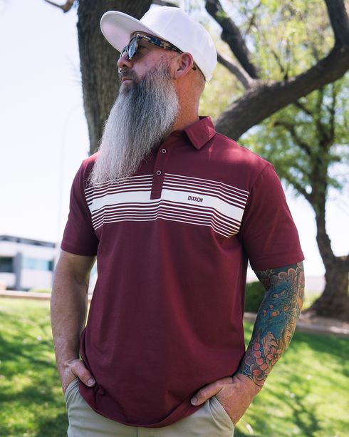 WHITE STRIPE PREMIUM POLO RED - MENS