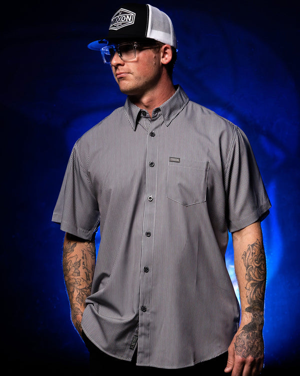 GRAY BENNY PARTY SHIRT SHORT SLEEVE BUTTON UP - MENS