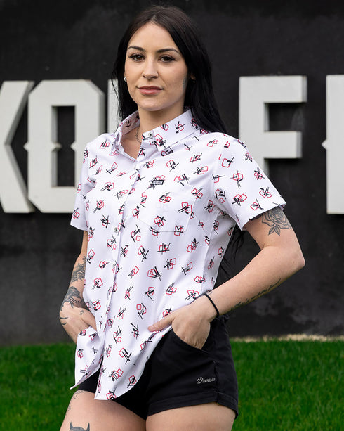 THE LARRY PARTY SHIRT SHORT SLEEVE BUTTON UP  - WOMENS