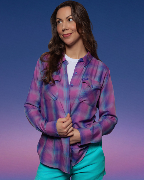 TWILIGHT WEDGE BAMBOO LONG SLEEVE BUTTON UP - WOMENS
