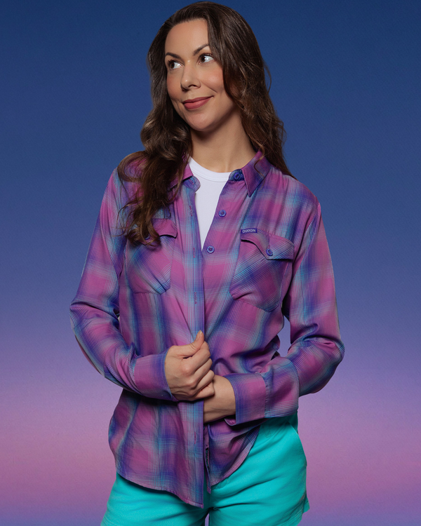 TWILIGHT WEDGE BAMBOO LONG SLEEVE BUTTON UP - WOMENS